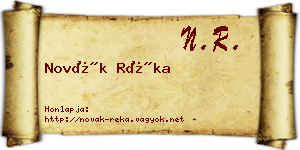 Novák Réka névjegykártya